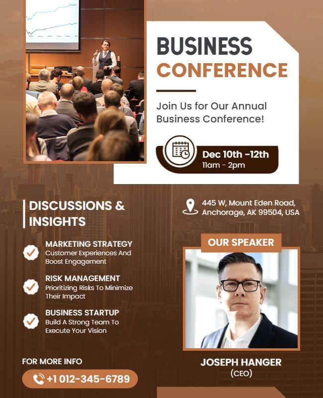 Professional Orange Business Conference Insights Flyer Template