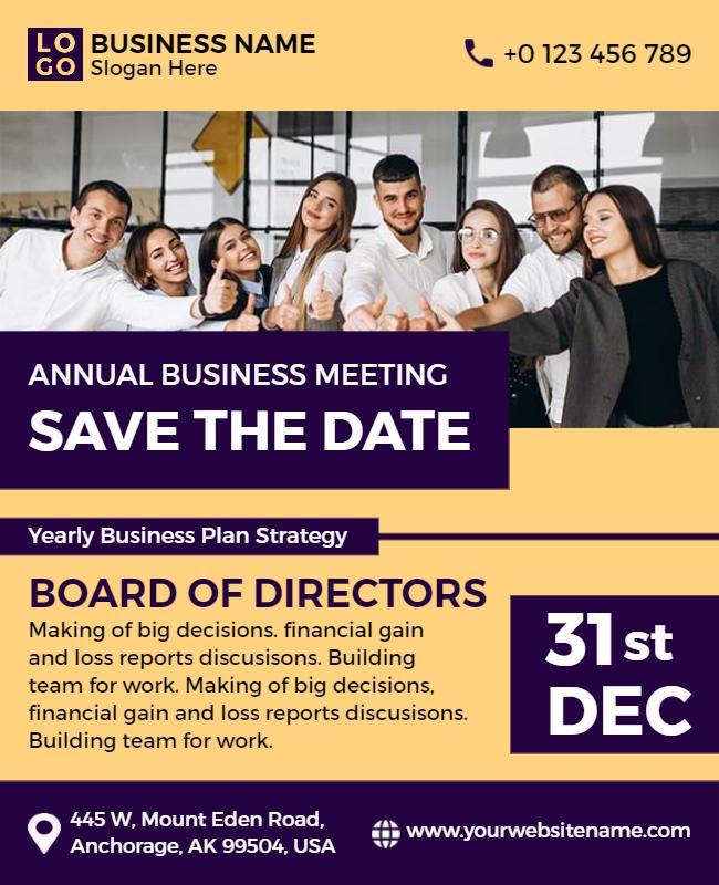 Annual Business Meeting Save the Date Flyer Template