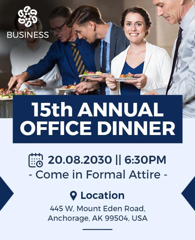 Annual Business Office Dinner Invitation Flyer Template