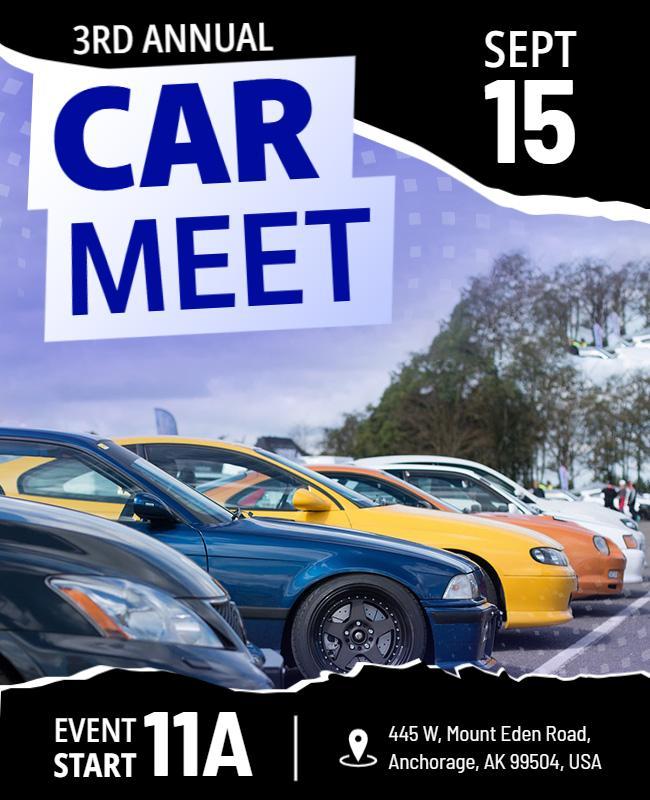 Dynamic Colorful Car Meet Event Flyer Template