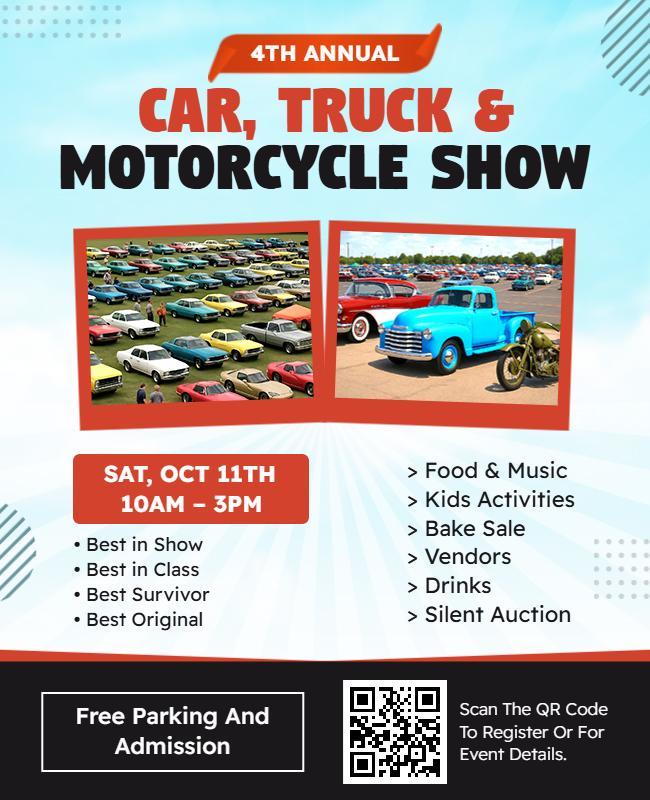 Annual Car Truck and Motorcycle Show Event Flyer Template