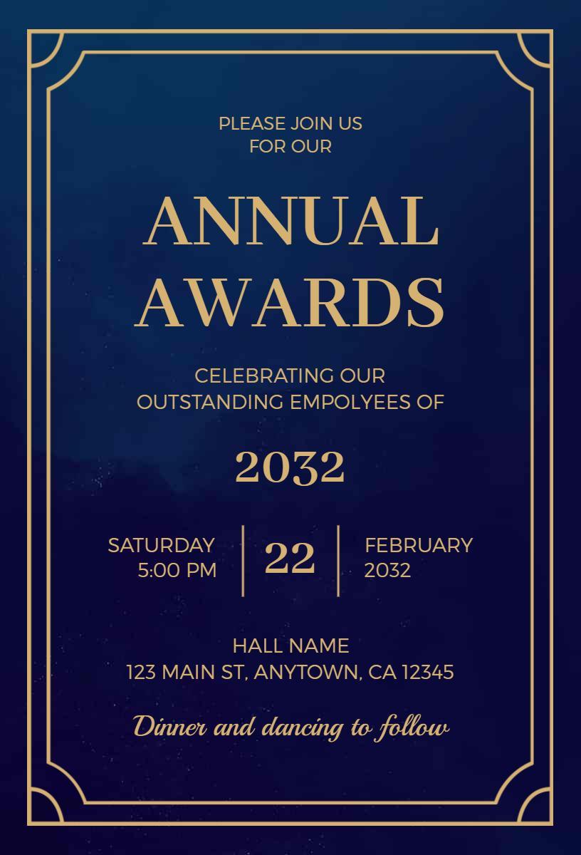 Annual Celebration Employee Recognition Awards Ceremony Invitation Template