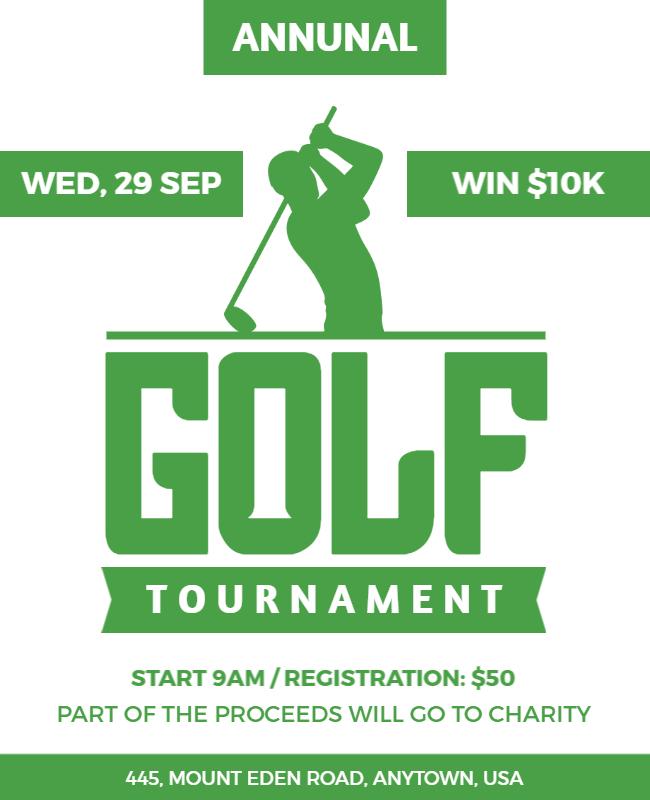 Vibrant Green Annual Golf Tournament Charity Flyer Template