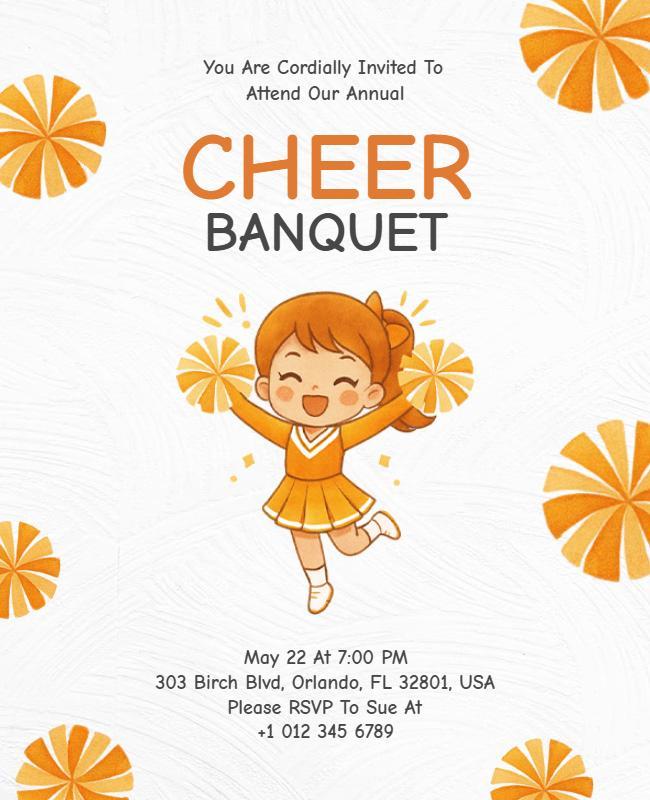 Annual Cheerleading Banquet Invitation Flyer Template