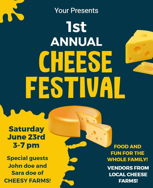 Festive Yellow Cheese Celebration Festival Flyer Template