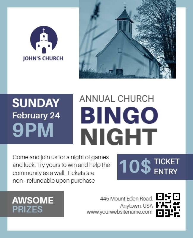 Annual Church Bingo Night Event Flyer Template