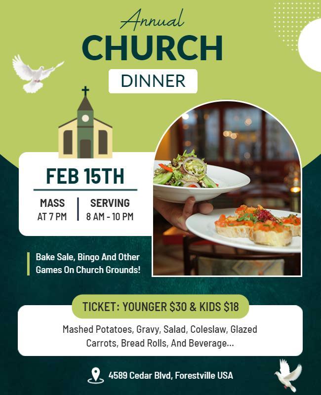 Annual Church Community Dinner Event Flyer Template