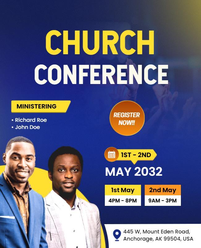 Bold Blue Church Conference Registration Flyer Template