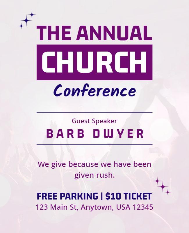 Vibrant Purple Annual Church Conference Flyer Template