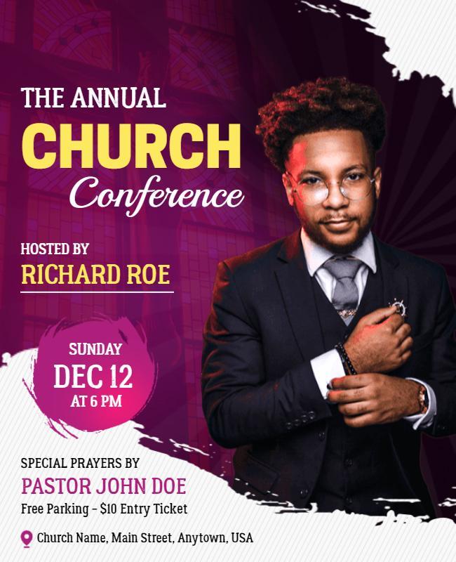 Elegant Purple Annual Church Conference Invitation Flyer Template