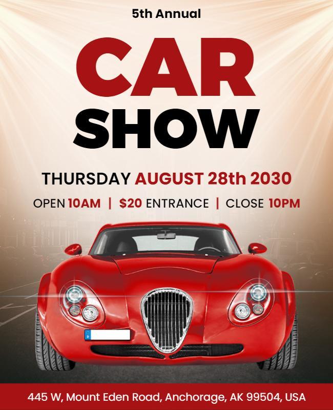 Annual Classic Car Show Announcement Flyer Template