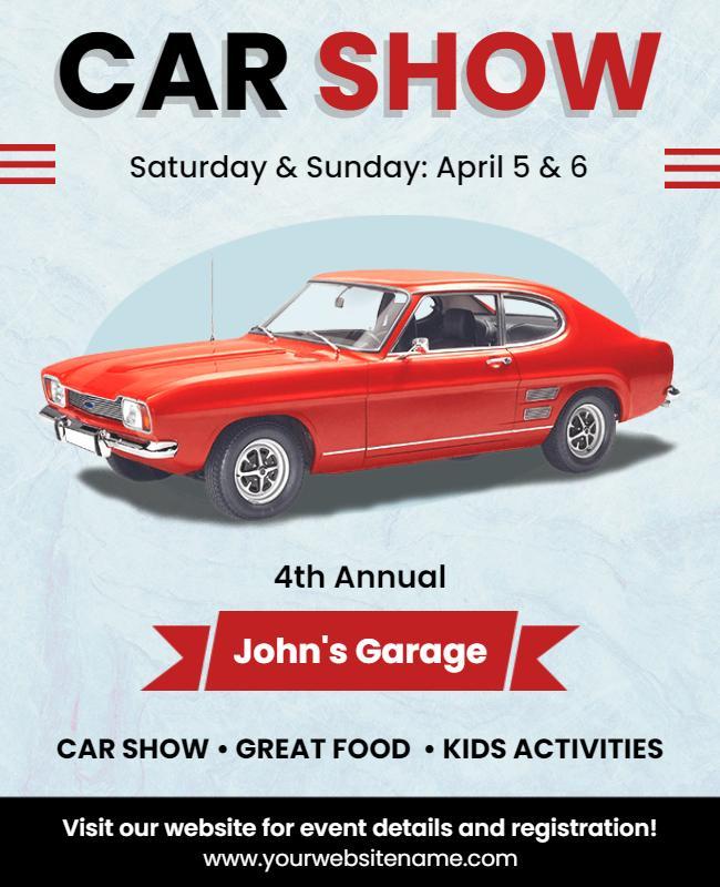 Classic Red Car Show for Family Fun Event Flyer Template