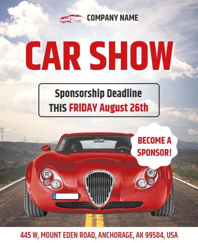 Vibrant Red Classic Car Show Sponsorship Flyer Template