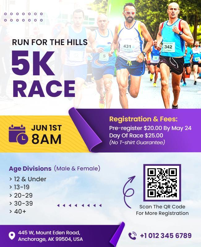 Annual Community 5k Race Event Flyer Template