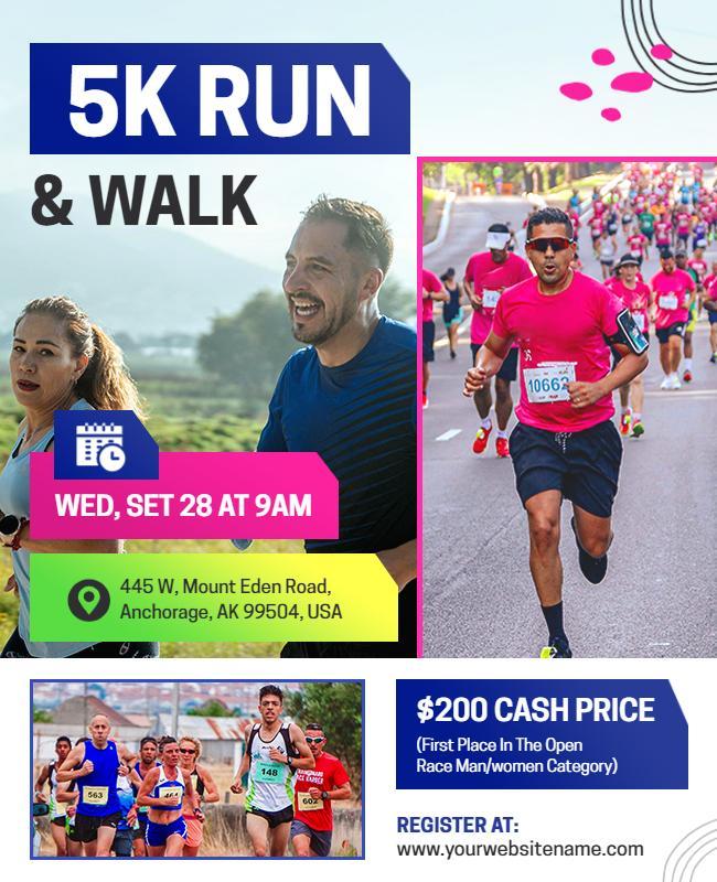 Annual Community 5k Run and Walk Event Flyer Template