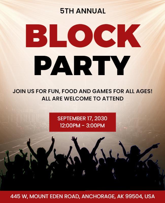 Annual Community Block Party Celebration Flyer Template