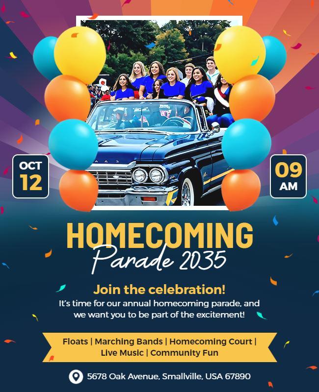 Annual Community Homecoming Parade Flyer Template