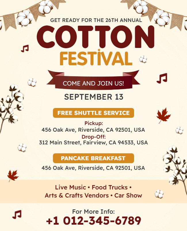 Annual Cotton Festival Celebration Flyer Template