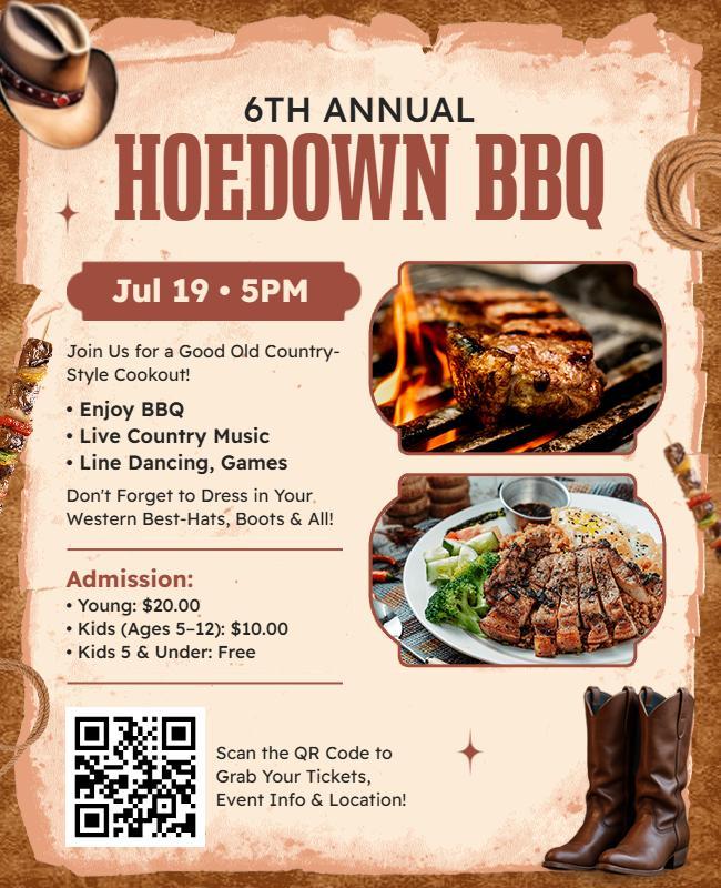 Annual Country Hoedown BBQ Event Flyer Template