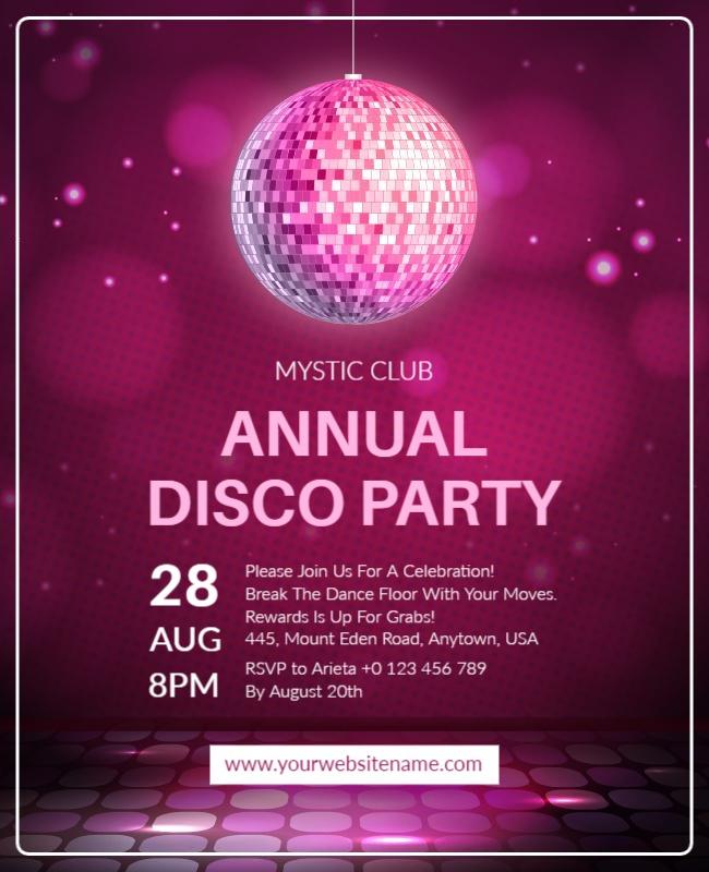 Annual Disco Party Celebration Flyer Template