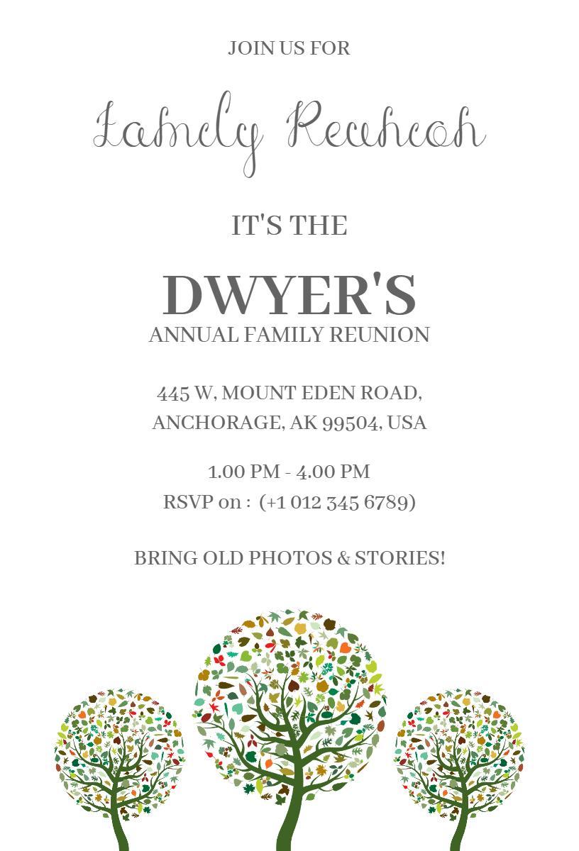 Annual Dwyer's Family Reunion Nature Theme Invitation Template