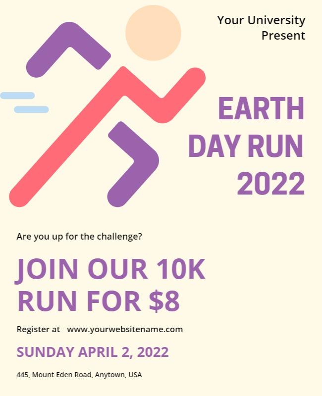 Annual Earth Day 10k Run Event Flyer Template