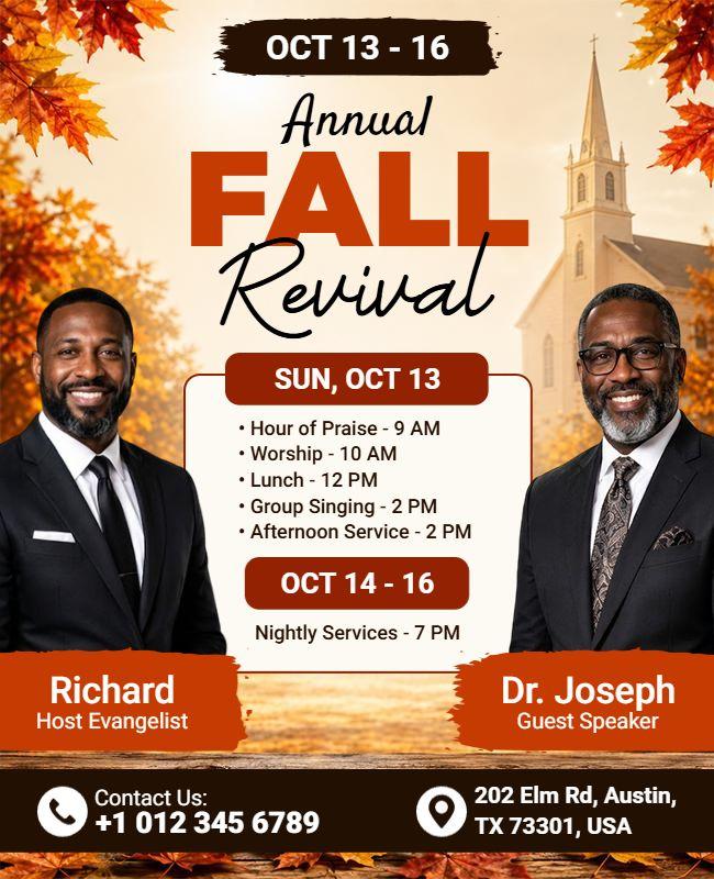 Annual Fall Revival Church Event Flyer Template