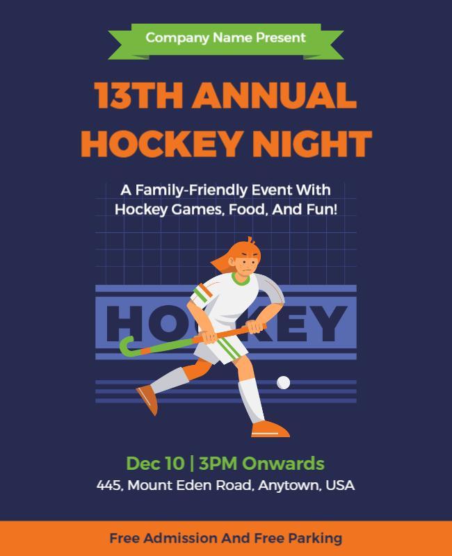 Annual Family Hockey Night Event Flyer Template