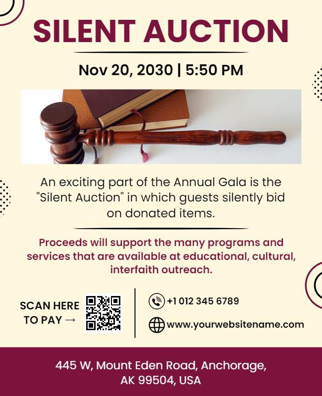 Annual Gala Silent Auction Fundraiser Flyer Template