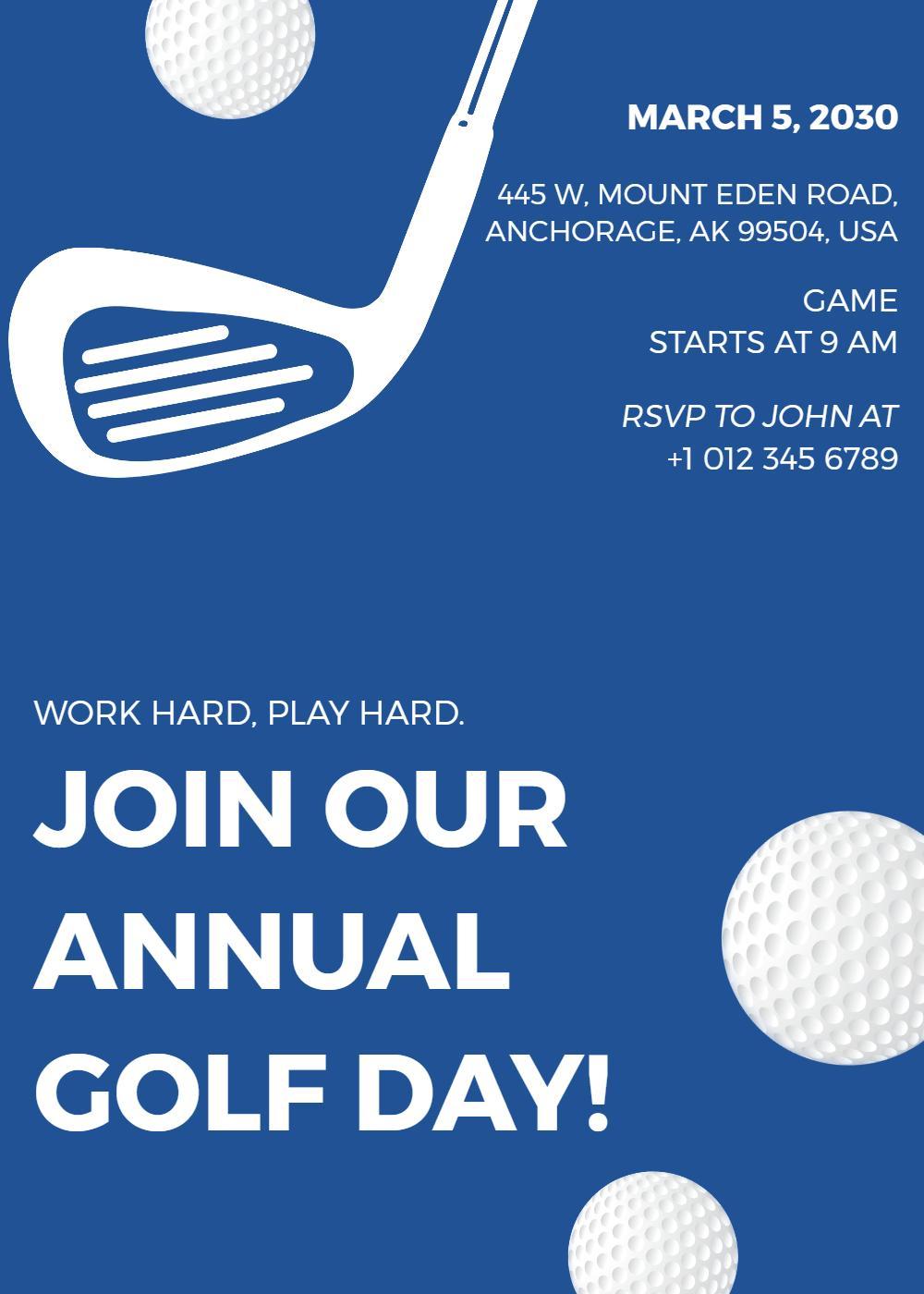 Annual Golf Day Competitive Sports Invitation Template