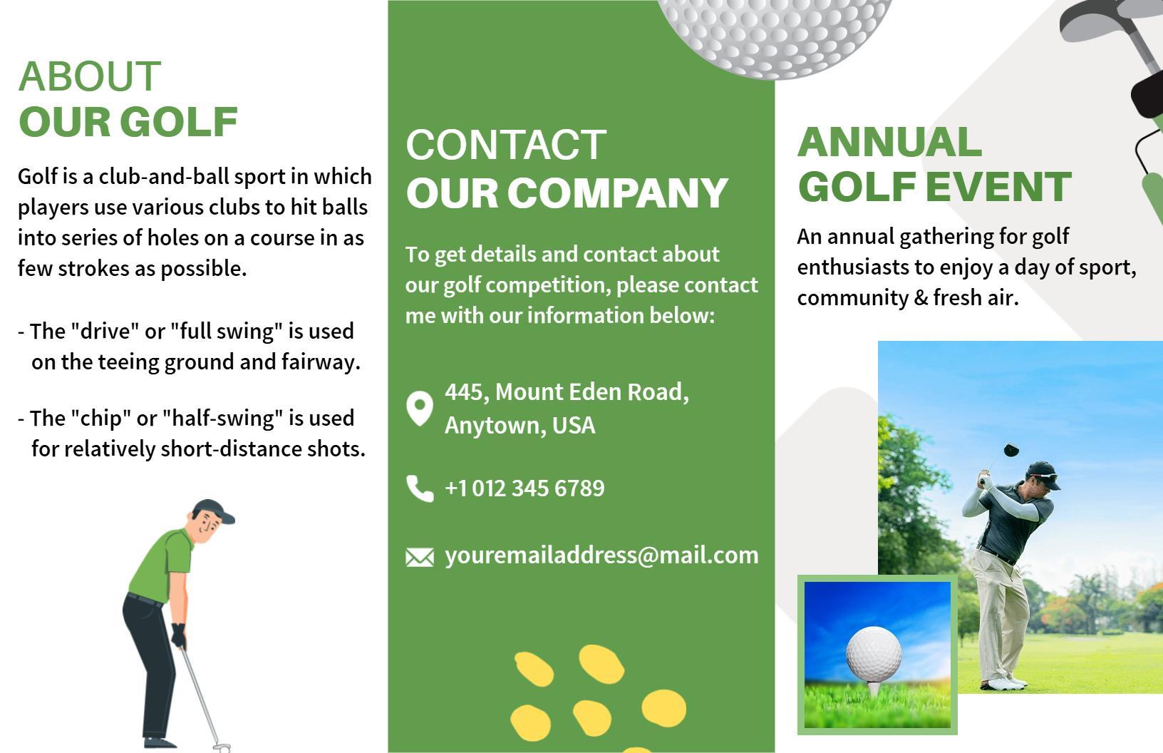 Annual Golf Event Information Trifold Brochure Template