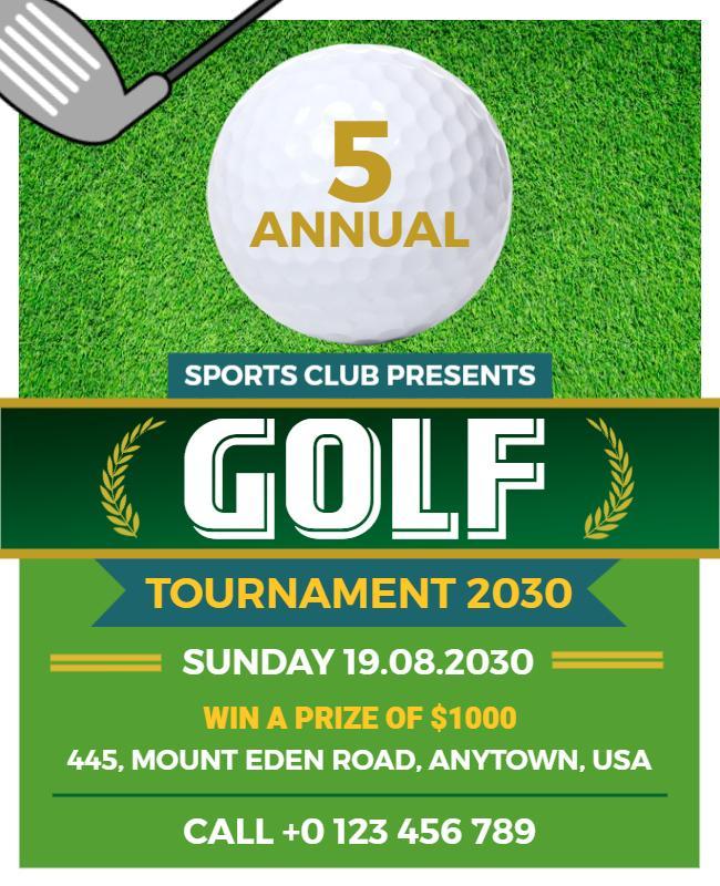 Bold Green Golf Tournament Announcement Flyer Template