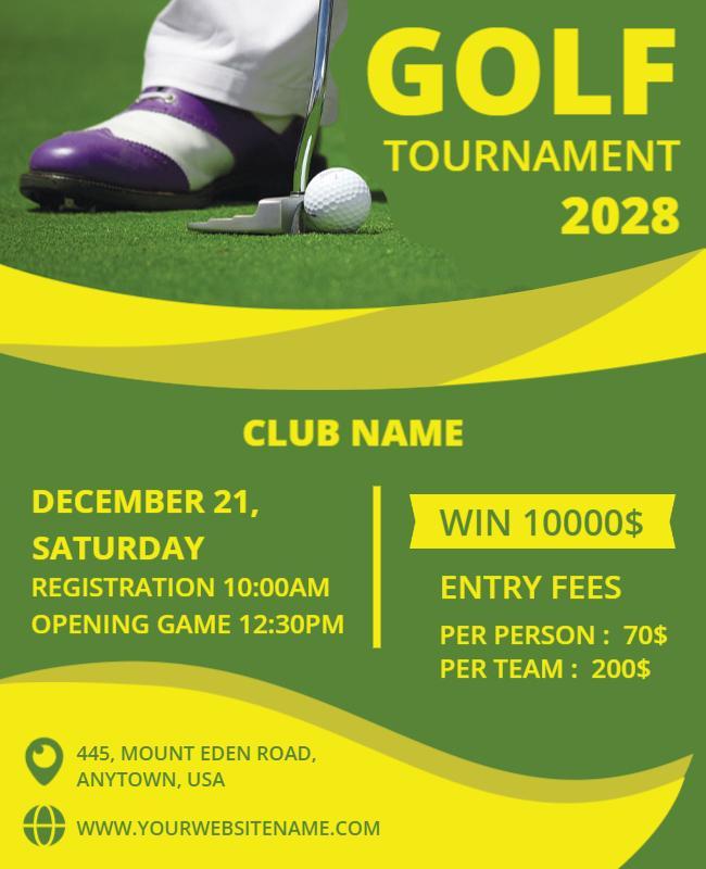 Dynamic Green Golf Tournament 2028 Event Flyer Template