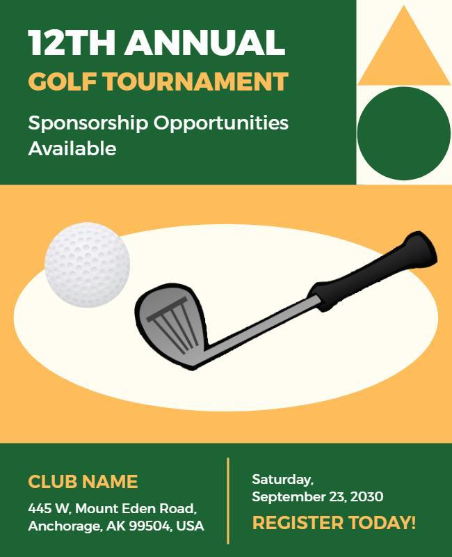 Modern Green Golf Tournament Sponsorship Opportunities Flyer Template