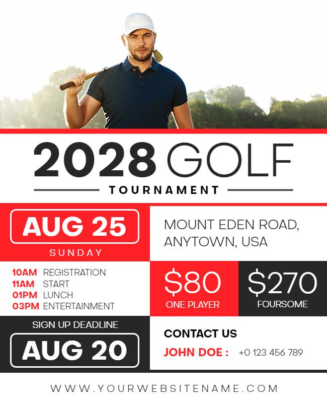 Modern Black and White Golf Tournament Flyer Template