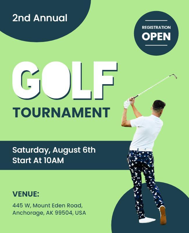 Modern Green Golf Tournament Registration Flyer Template