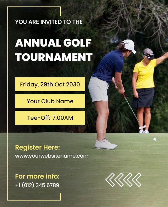 Modern Green Annual Golf Tournament Invitation Flyer Template