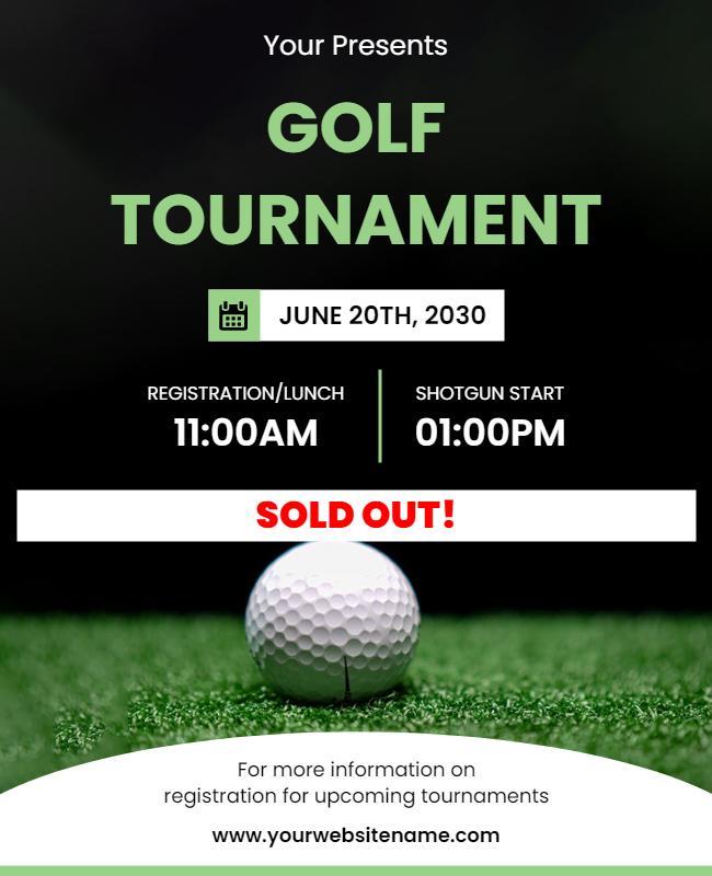 Sporty Green Golf Tournament Event Flyer Template