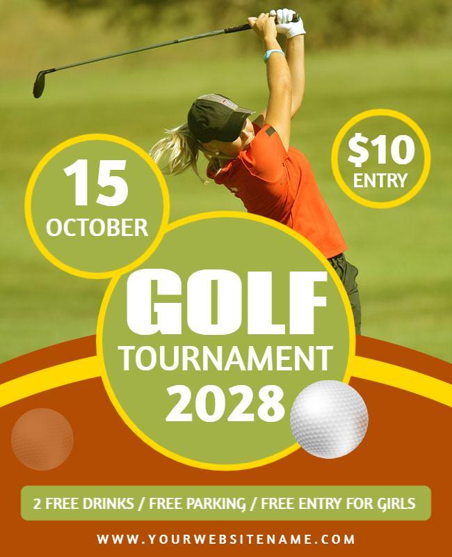 Vibrant Green Golf Tournament Event Flyer Template