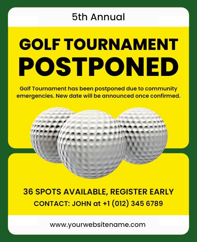 Annual Golf Tournament Postponement Announcement Flyer Template