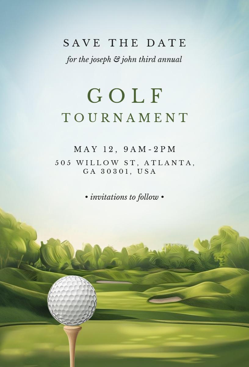 Annual Golf Tournament Save The Date Invitation Template
