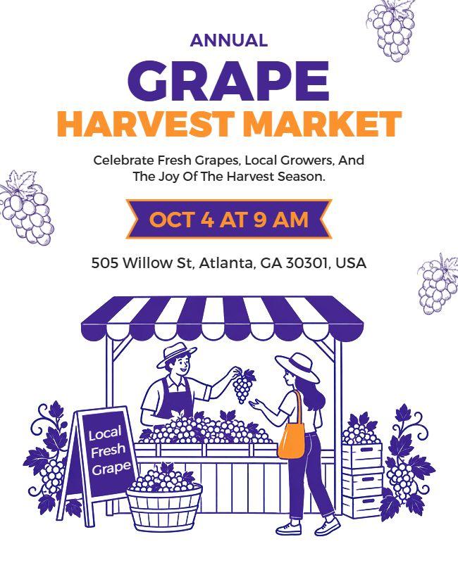 Annual Grape Harvest Market Event Poster Template