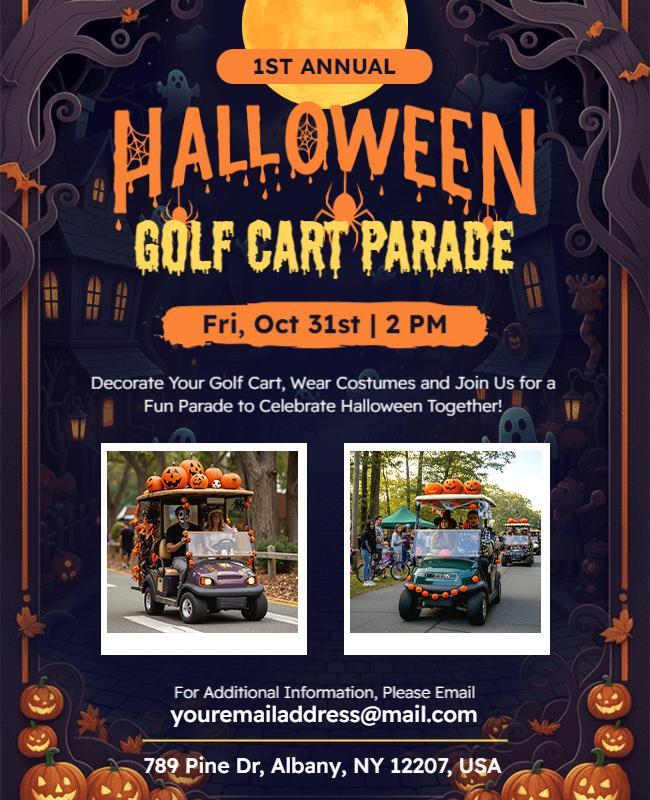 Annual Halloween Golf Cart Parade Flyer Template