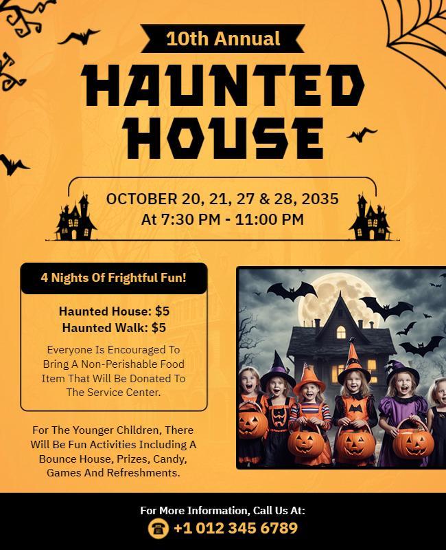 Spooky Black Themed Haunted House Event Flyer Template