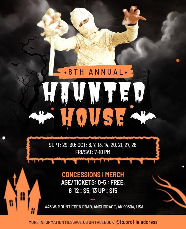 Annual Halloween Haunted House Event Flyer Template