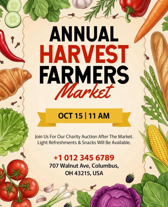 Annual Harvest Farmers Market Event Poster Template