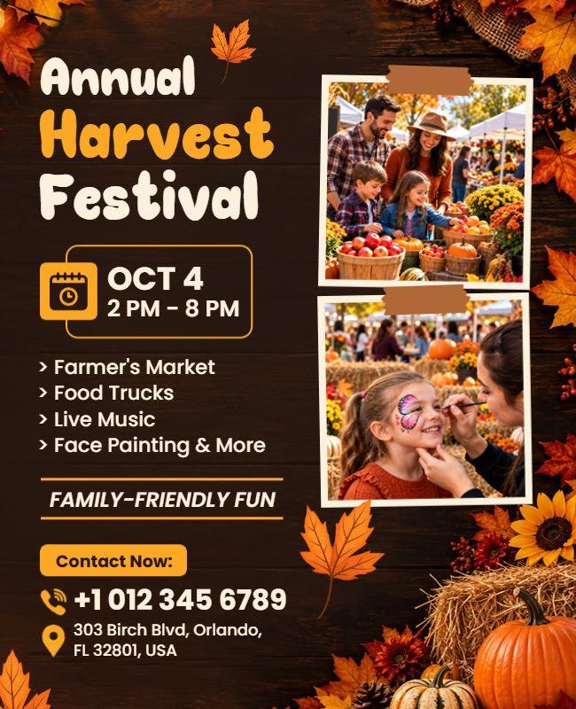 Annual Harvest Festival Family Event Flyer Template