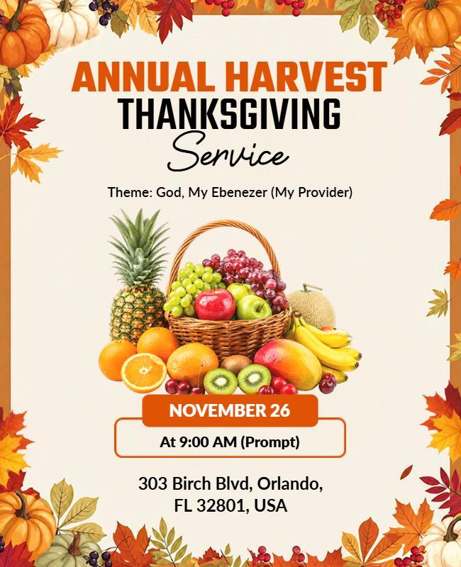 Annual Harvest Thanksgiving Service Poster Template