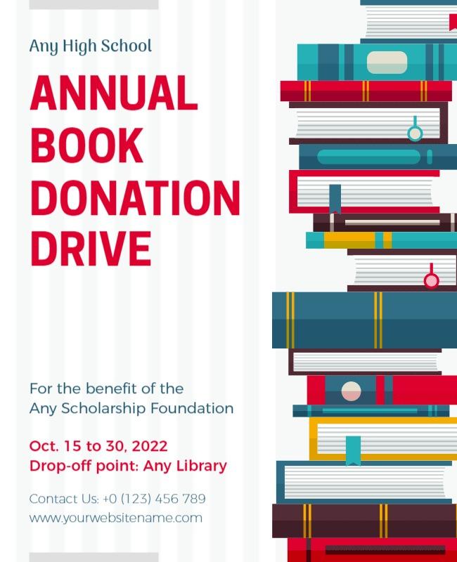 Annual High School Book Donation Flyer Template