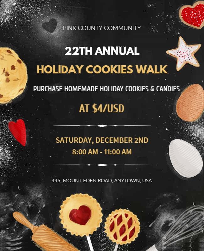 Annual Holiday Cookies Walk Event Flyer Template